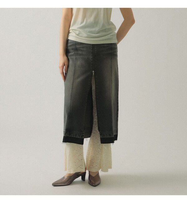 Ray BEAMS 「オーバーダイ デニム スカート」|スカート|BLACK