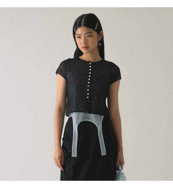 Ray BEAMS 「シアー コンパクト ハーフ スリーブ カーディガン」|ニット・セーター|