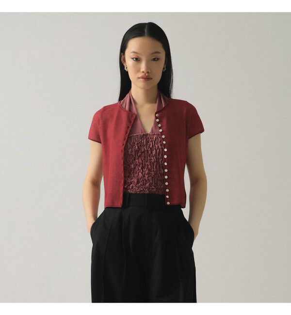 Ray BEAMS 「シアー コンパクト ハーフ スリーブ カーディガン」|ニット・セーター|