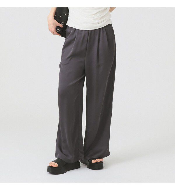 Ray BEAMS 「サテン ギャザー イージー パンツ」|チノ|GREY