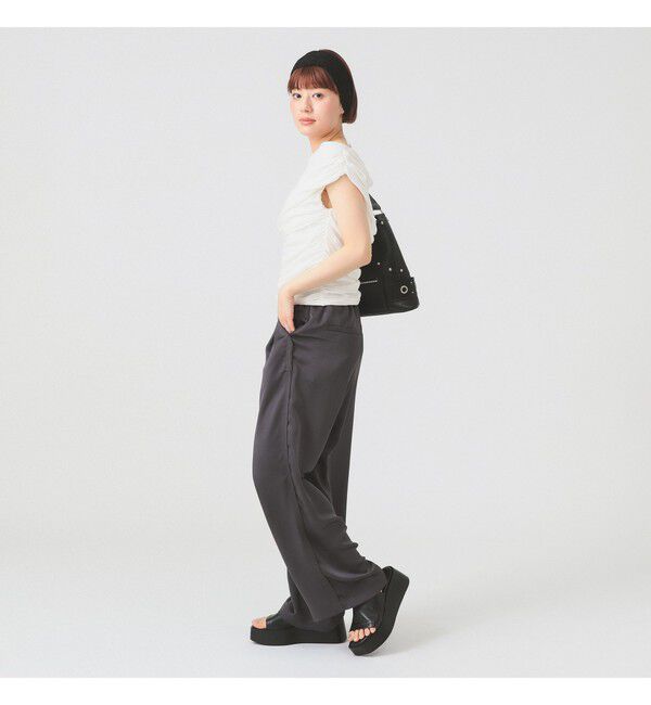 Ray BEAMS 「サテン ギャザー イージー パンツ」|チノ|