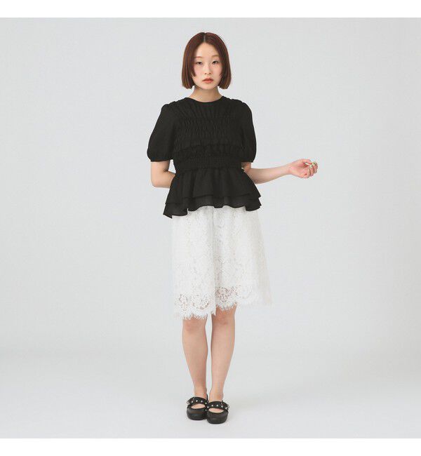 Ray BEAMS 「シアー シャーリング パフスリーブ ブラウス」|シャツ・ブラウス|