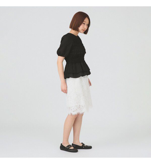 Ray BEAMS 「シアー シャーリング パフスリーブ ブラウス」|シャツ・ブラウス|