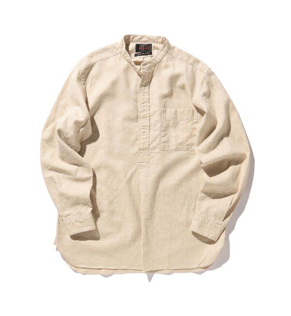 BEAMS PLUS「Band Collar Pullover Cotton Linen Herringbone」|シャツ・ブラウス|NATURAL