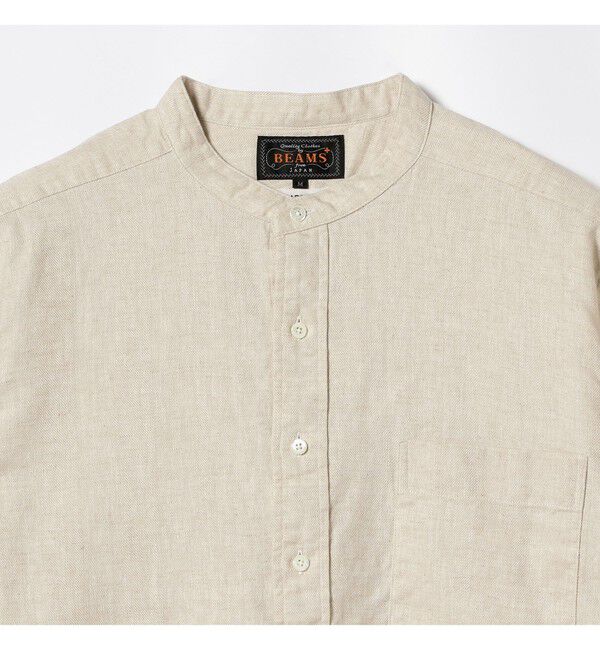 BEAMS PLUS「Band Collar Pullover Cotton Linen Herringbone」|シャツ・ブラウス|