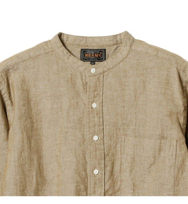 BEAMS PLUS「Band Collar Pullover Cotton Linen Herringbone」|シャツ・ブラウス|