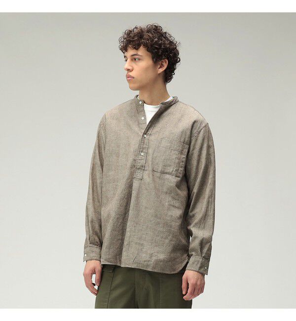 BEAMS PLUS「Band Collar Pullover Cotton Linen Herringbone」|シャツ・ブラウス|