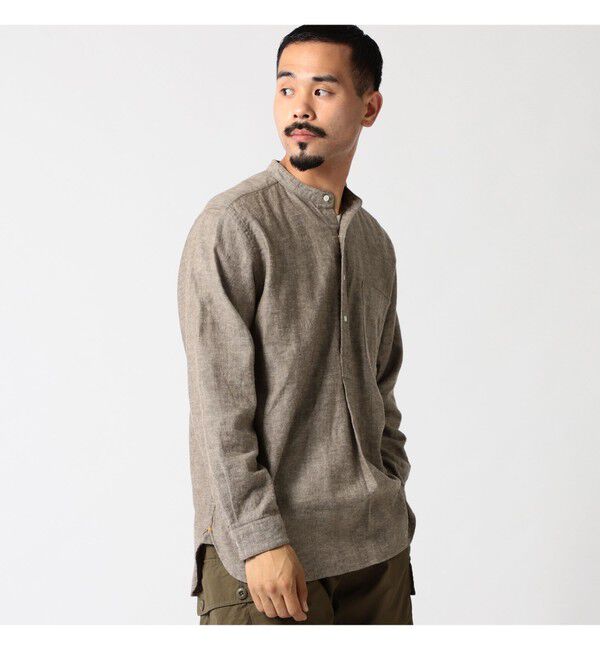 BEAMS PLUS「Band Collar Pullover Cotton Linen Herringbone」|シャツ・ブラウス|