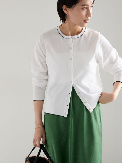 Te chichi「14G綿ポリクルーカーディガン【接触冷感・UVカット・抗菌防臭】」|カーディガン|