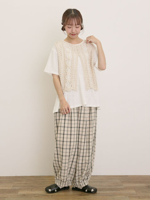 Samansa Mos2「アイレット切替フリルカットソー」|Tシャツ・カットソー|