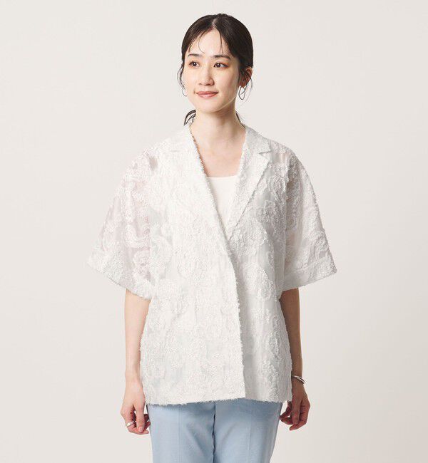 UNITED ARROWS「ラメ カット ジャガード ジャケット ‐ウォッシャブル‐」|テーラードジャケット|