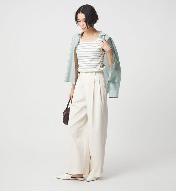 UNITED ARROWS green label relaxing「ブライトリブ デコルテ フレンチスリーブ プルオーバー カットソー」|Tシャツ・カットソー|