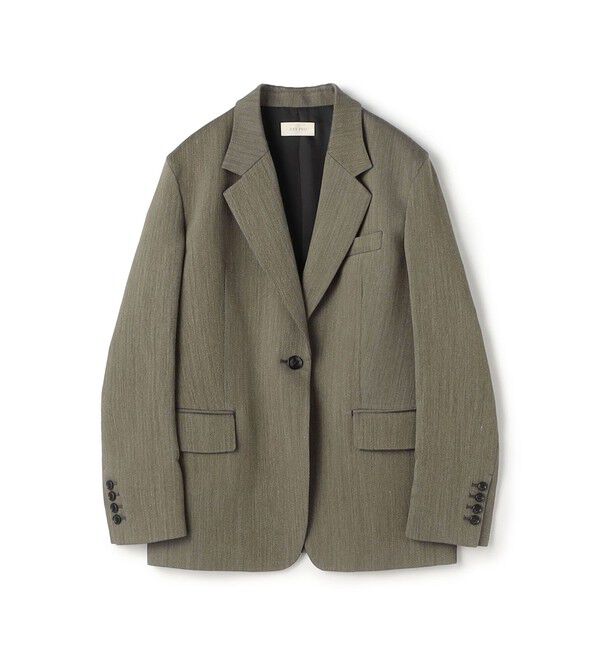 DES PRES「ハイツイストカルゼ ラウンドショルダーシングルジャケット」|テーラードジャケット|57 カーキ