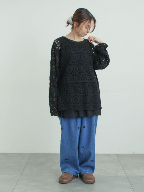 Samansa Mos2「3Dレースモチーフ付きパンツ」|その他|
