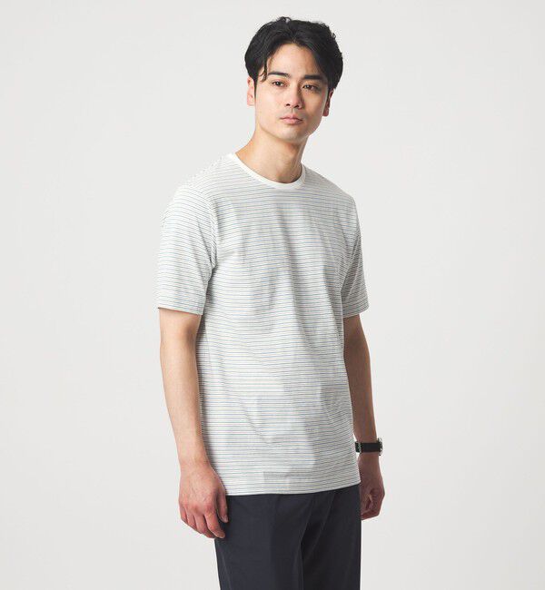 UNITED ARROWS green label relaxing「LONG FIBER COTTON ボーダー クルーネック 半袖 Tシャツ」|Tシャツ・カットソー|