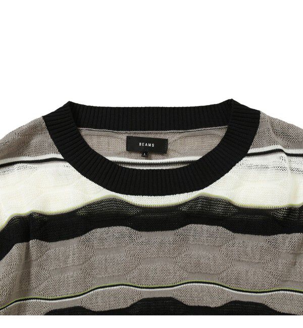 BEAMS「12ゲージ ジャカード マルチボーダーニット【ワイドフィット】」|ニット・セーター|