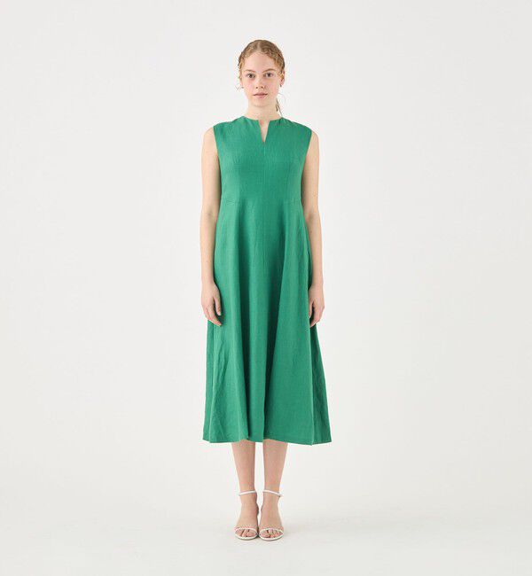 TOMORROWLAND collection「スムースリネン キーネックフレアワンピース」|ワンピース|