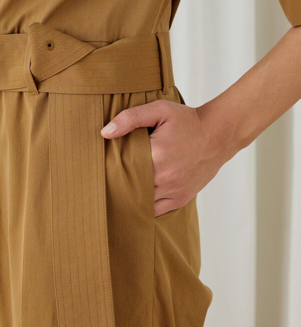 DES PRES「ストレッチポプリン ハーフスリーブジャンプスーツ」|オールインワン|