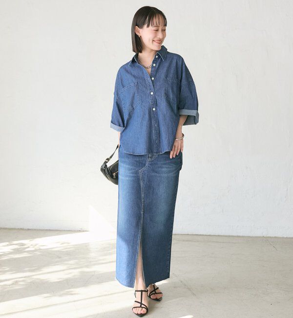  「予約【RIMH（リムエイチ）】スリットデニムスカート」|スカート|