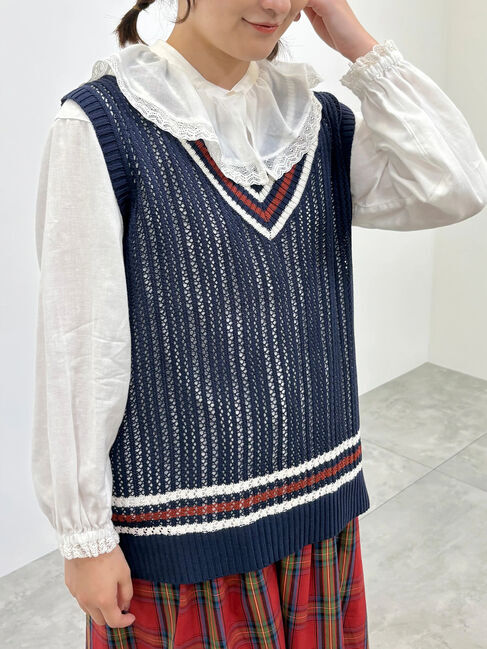 SM2「ライン入りベスト」|ダウンベスト・ベスト|ネイビー