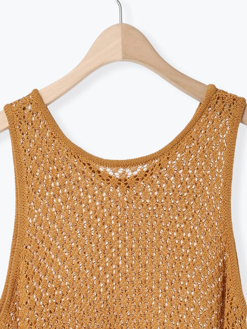 Samansa Mos2「麻タッチレース編み2WAYノースリーブチュニック」|ダウンベスト・ベスト|