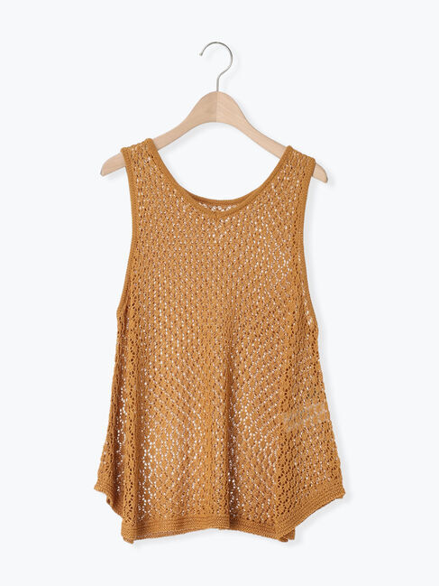 Samansa Mos2「麻タッチレース編み2WAYノースリーブチュニック」|ダウンベスト・ベスト|