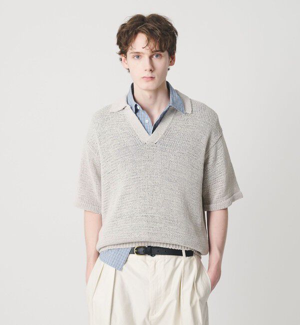 BEAUTY&YOUTH UNITED ARROWS「テープヤーン スキッパー ショートスリーブ ニット ウォッシャブル」|ニット・セーター|