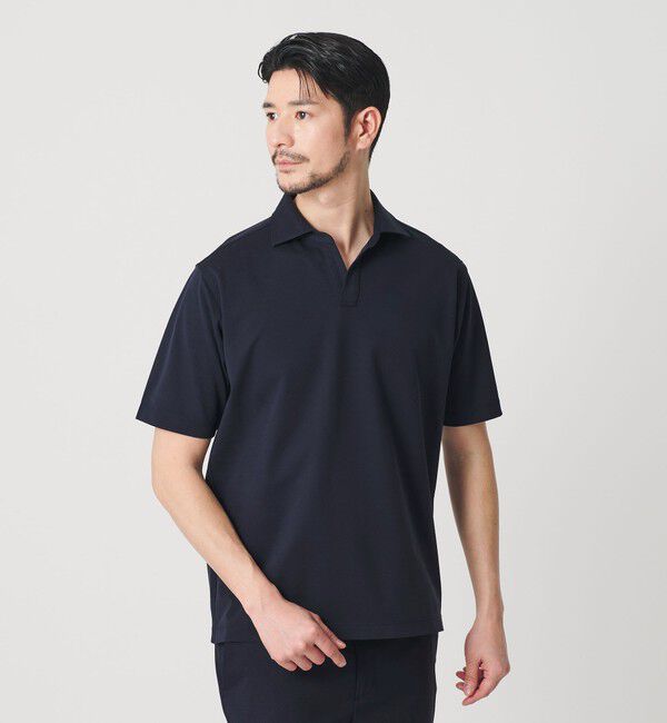 BEAUTY&YOUTH UNITED ARROWS「【WEB限定 WARDROBE SMART】クール ハイゲージ モクロディ スキッパー ポロシャツ【抗菌防臭・接触冷感】」|ポロシャツ|