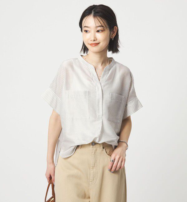 UNITED ARROWS green label relaxing「カールマイヤー ポケット ショートスリーブ ブラウス マシンウォッシャブル 通気性」|シャツ・ブラウス|