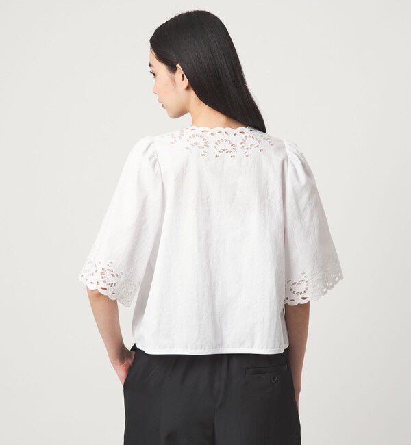 EMMEL REFINES「＜EMMEL REFINES＞EM カットワーク刺しゅう ショートスリーブ ブラウス」|シャツ・ブラウス|