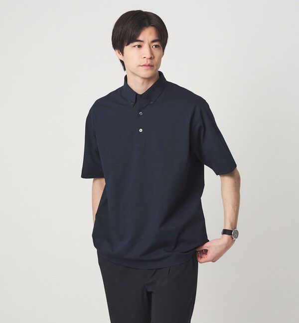 UNITED ARROWS green label relaxing「ドライ サッカー ボタンダウン 半袖 ポロシャツ -吸水速乾-」|ポロシャツ|NAVY