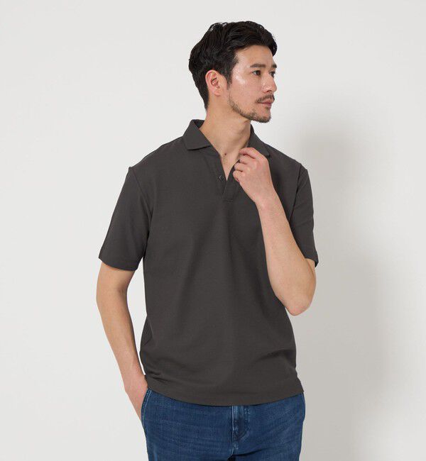 BEAUTY&YOUTH UNITED ARROWS「【WEB限定 WARDROBE SMART】ステイ クリーン ピケ スキッパー ポロシャツ【抗菌防臭】」|ポロシャツ|