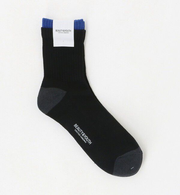 BEAUTY&YOUTH UNITED ARROWS「レイヤード リブ パイル クウォータ― ソックス」|ソックス|BLACK