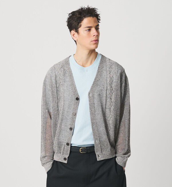 BEAUTY&YOUTH UNITED ARROWS「アイレットパターン シアー カーディガン 」|カーディガン|