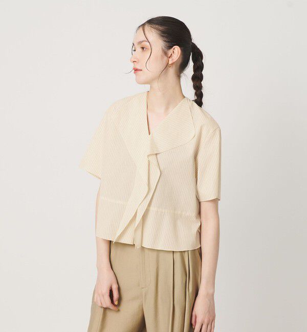 BEAUTY&YOUTH UNITED ARROWS「ソリッド&ストライプ ラッフル シャツブラウス ウォッシャブル」|シャツ・ブラウス|NATURAL
