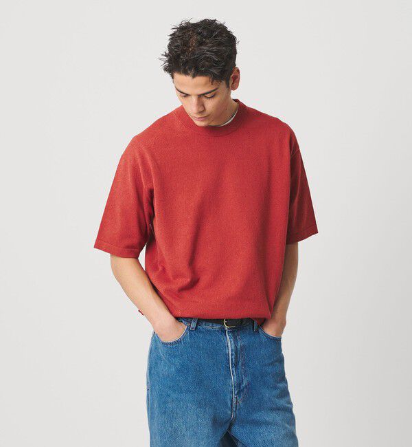 BEAUTY&YOUTH UNITED ARROWS「KNITEE クリンプコットン クルーネック ニット Tシャツ ウォッシャブル」|ニット・セーター|