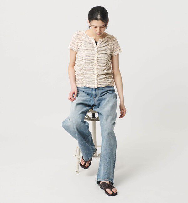 BEAUTY&YOUTH UNITED ARROWS「【WEB限定】カスリボーダー シャーリングトップス 2WAY」|Tシャツ・カットソー|