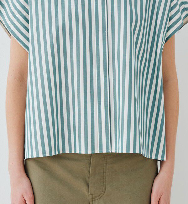 GALERIE VIE「スムースポプリンストライプ スタンドネックボックスシャツ」|シャツ・ブラウス|