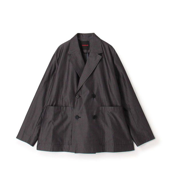 CABaN「コットンシャンブレー ベルテッドダブルブレストジャケット」|テーラードジャケット|17 チャコールグレー