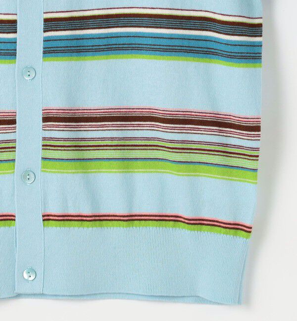 CABaN「コットンカシミヤマルチボーダー クルーネックカーディガン」|カーディガン|