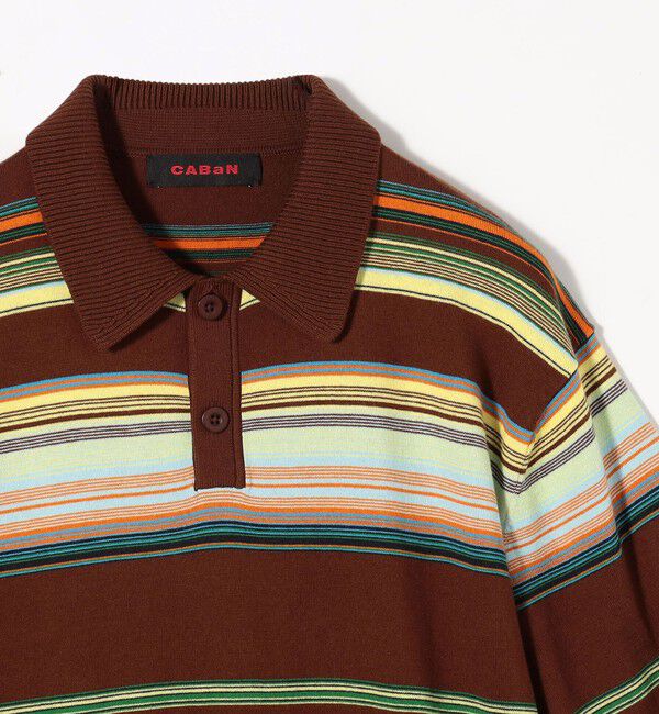 CABaN「コットンカシミヤ マルチボーダー ポロプルオーバー」|ニット・セーター|