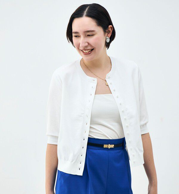 NOLLEY'S「《手洗い可能》コットンテックス6分袖カーディガン」|カーディガン|