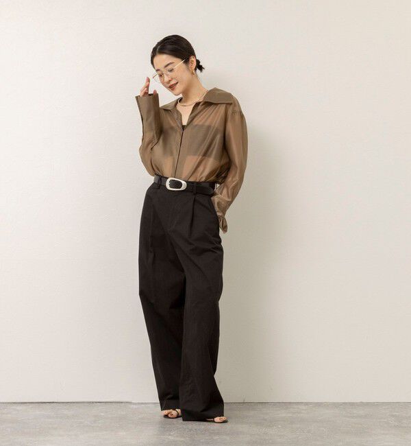 MAQWEL「【MAQWEL/マクウェル】ウォッシャブルオープンカラーシアーブラウス」|シャツ・ブラウス|