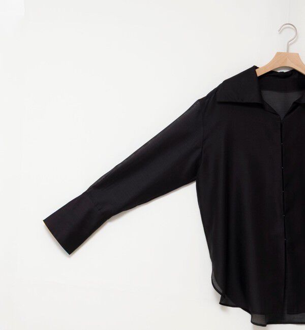 MAQWEL「【MAQWEL/マクウェル】ウォッシャブルオープンカラーシアーブラウス」|シャツ・ブラウス|