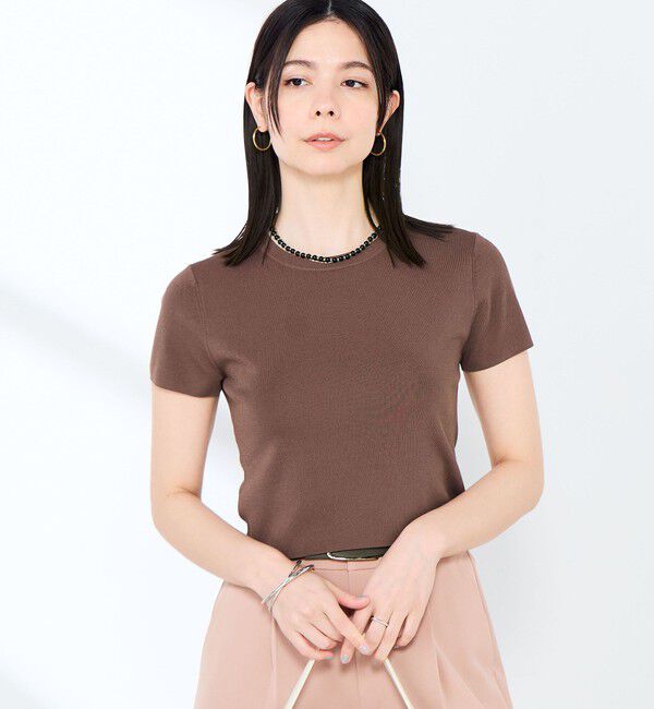 NOLLEY'S sophi「《手洗い可能/アンサンブル対応》マルチファンクション総針半袖プルオーバー」|ニット・セーター|