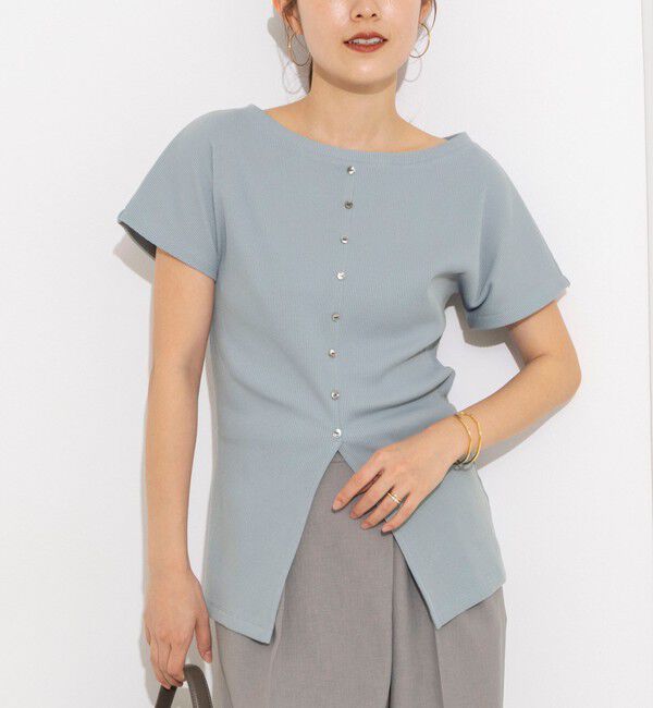 NOLLEY'S「ウォッシャブルスリット2WAYプルオーバー」|Tシャツ・カットソー|サックス