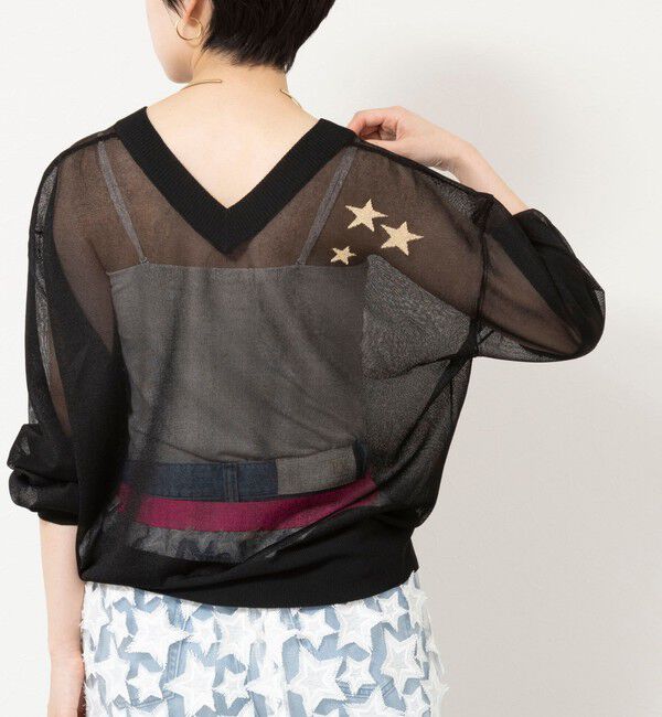 Rie Miller「シアー2WAYカーディガン星インターシャ」|カーディガン|ブラック