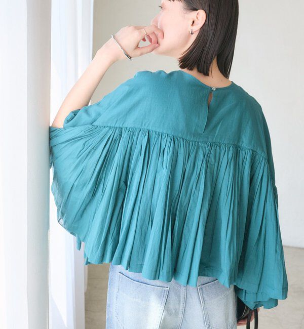  「【着映え】ギャザーボリュームブラウス」|シャツ・ブラウス|ブルー