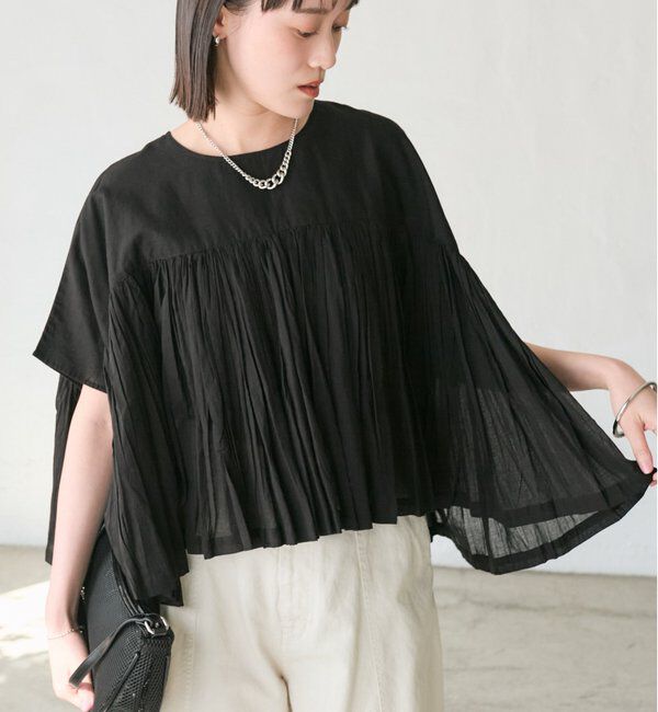  「【着映え】ギャザーボリュームブラウス」|シャツ・ブラウス|ブラック