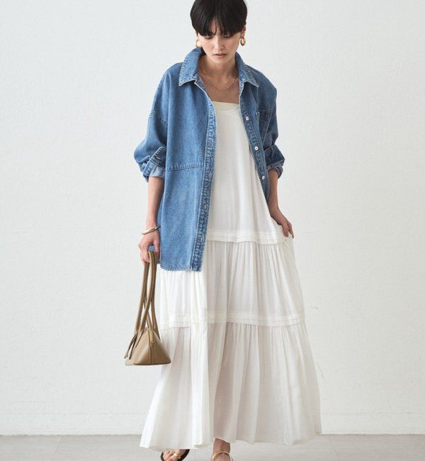  「サテンティアードキャミワンピース」|ワンピース|